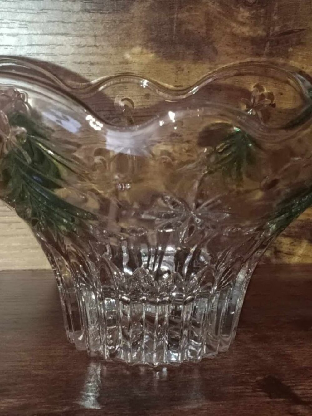 Crystal Glass Christmas Tree Etched Bowl